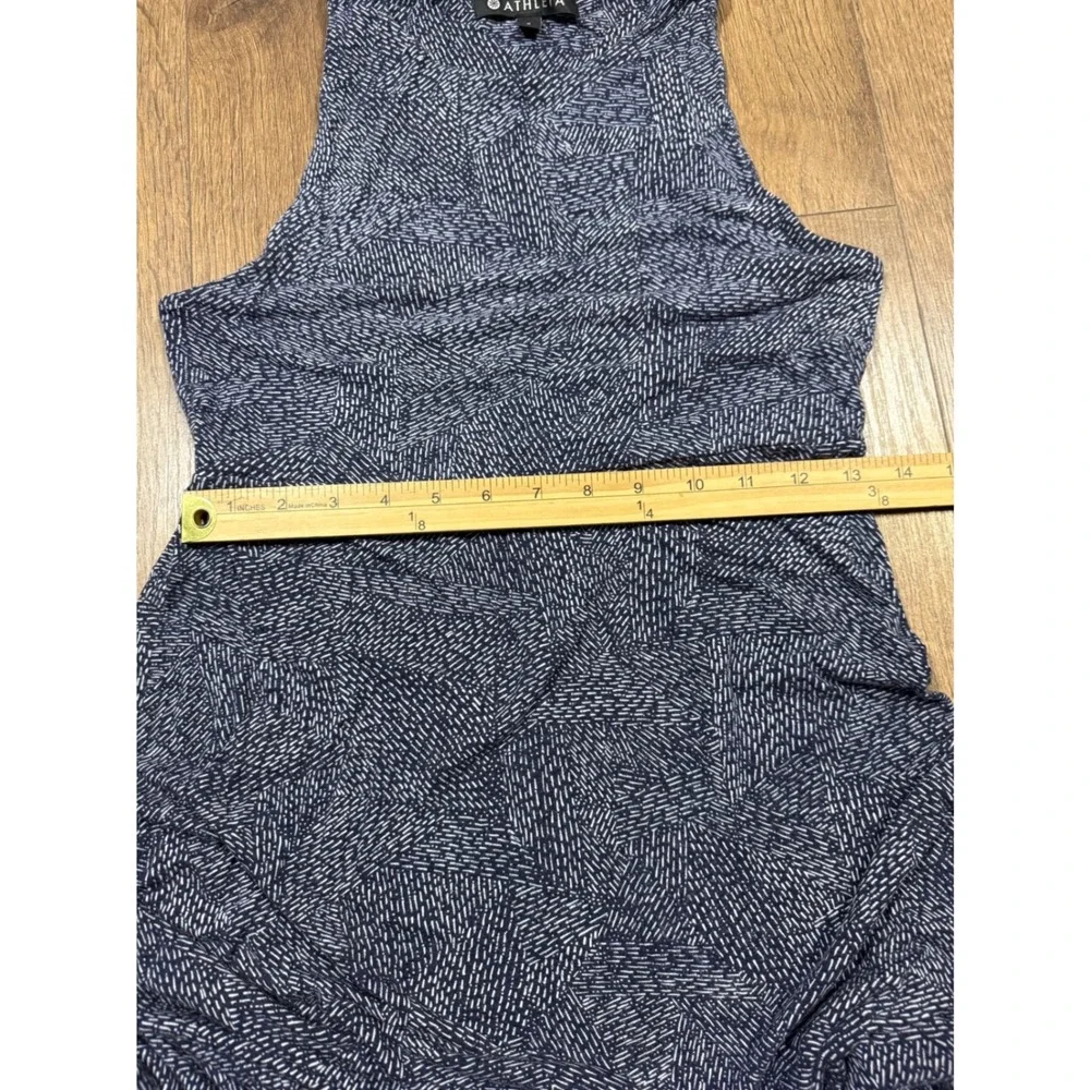 Athleta Navy Blue White Dash‎ Print Sleeveless Empire Waist Dress Small